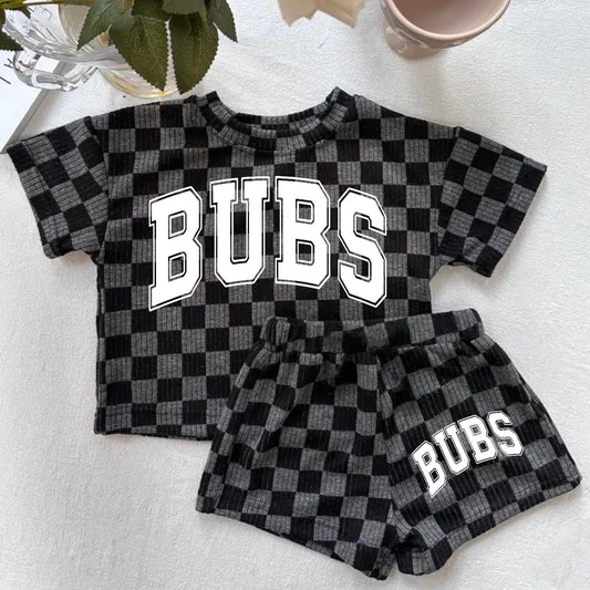 Bubs Baby & toddler checkered shorts and t-shirt outfit Hippo Boutique