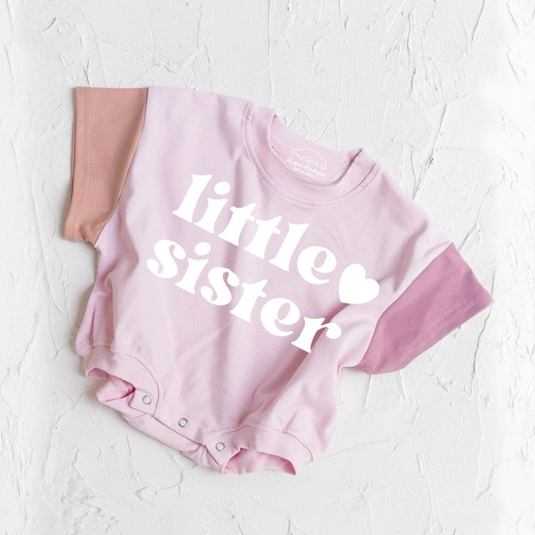 Little Sister baby Color Block T-Shirt Bubble Romper Hippo Boutique