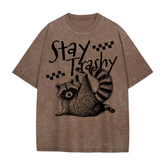 Oversized Acid Washed Raccoon T-Shirt Hippo Boutique
