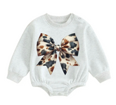 Cow Christmas Bow fleece Baby Oversized christmas Sweatshirt Romper Hippo Boutique