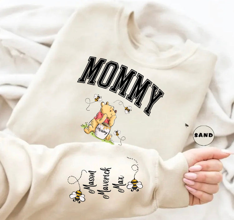 Custom Mama Bear Sweatshirt with children’s name on sleeve Hippo Boutique