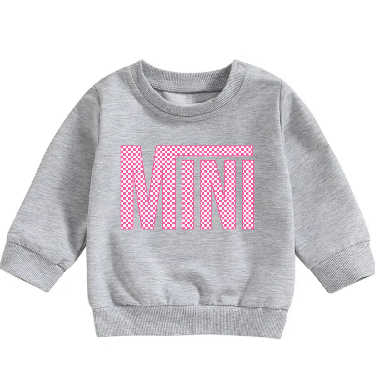 Pink Checkered Mini Baby & toddler sweatshirt Hippo Boutique