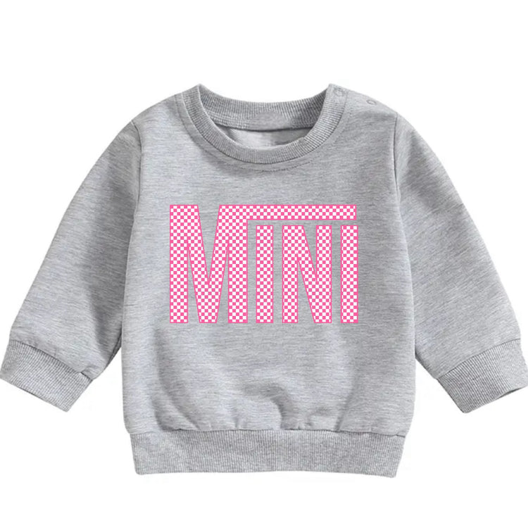 Pink Checkered Mini Baby & toddler sweatshirt Hippo Boutique