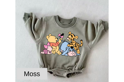 Pooh friends baby Oversized Sweatshirt Romper Hippo Boutique