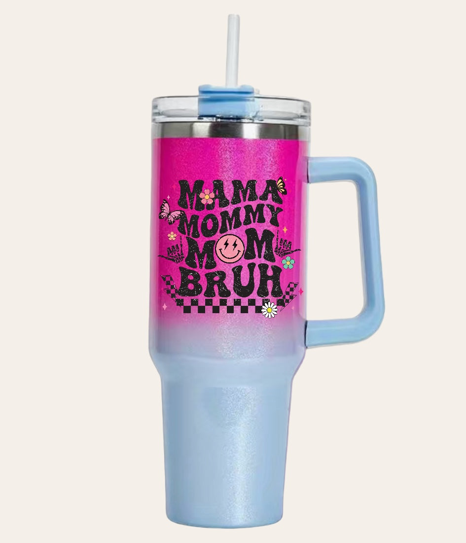 Retro Mama Mommy Mom Bruh 40oz Shimmer Tumbler with Handle – Hippo Boutique