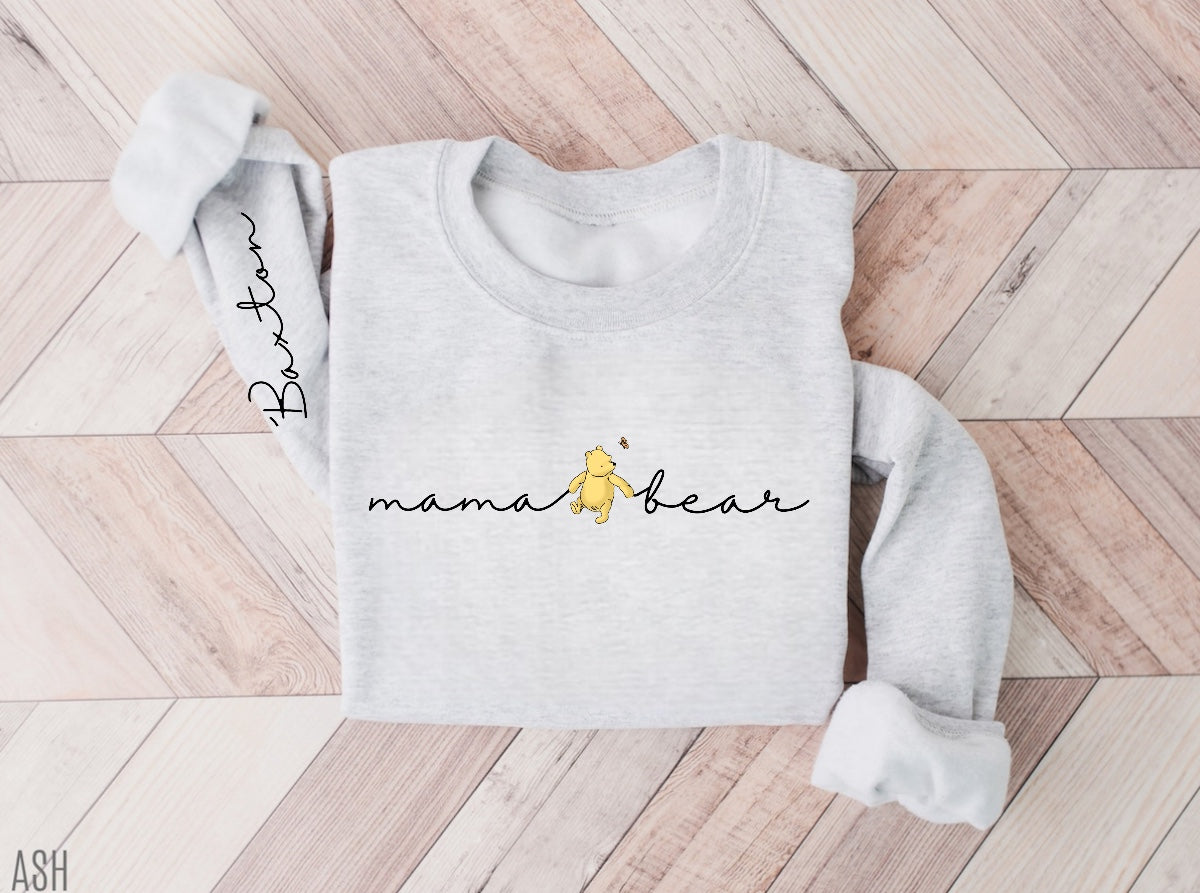 Mama Bear Sweatshirt with children’s name on sleeve Hippo Boutique