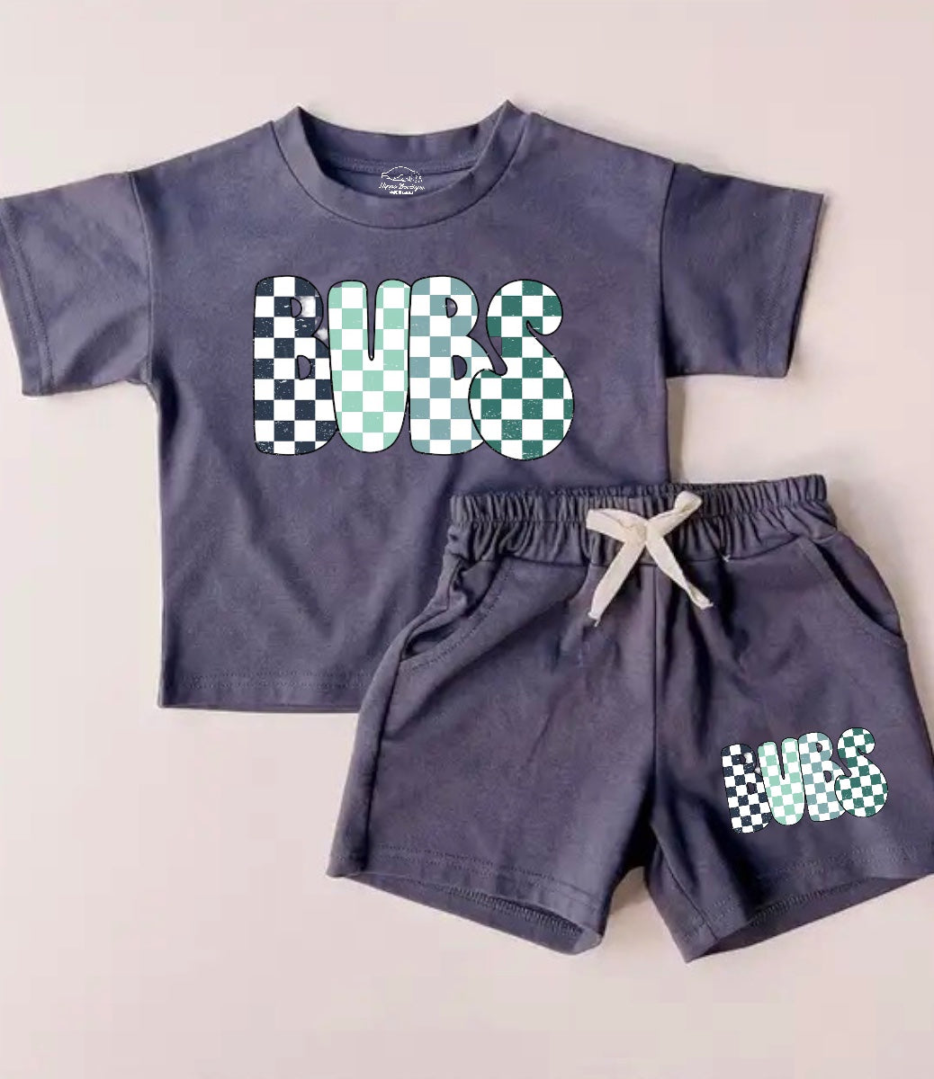 Checkered Bubs Baby Boy T-Shirt & Shorts outfit Hippo Boutique