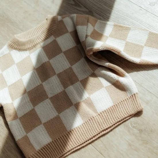 Checkered Knit baby Sweater Hippo Boutique