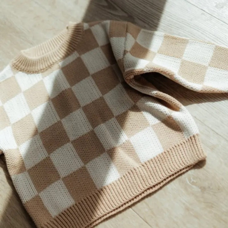 Checkered Knit baby Sweater Hippo Boutique