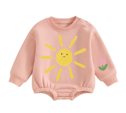 Soft warm fleece oversized Romper - Rainbow Hippo Boutique