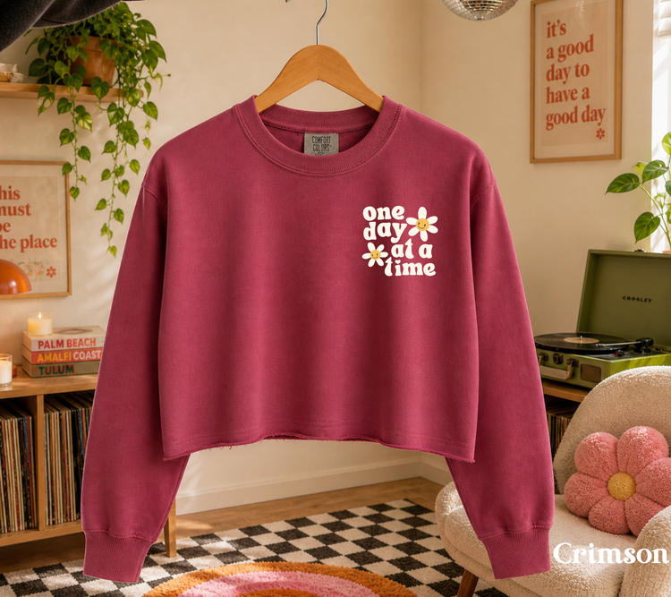 Cropped Sweatshirt - One day at a time Hippo Boutique
