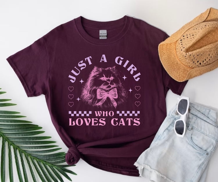 Just a girl who loves Cats Women’s T-Shirts Hippo Boutique