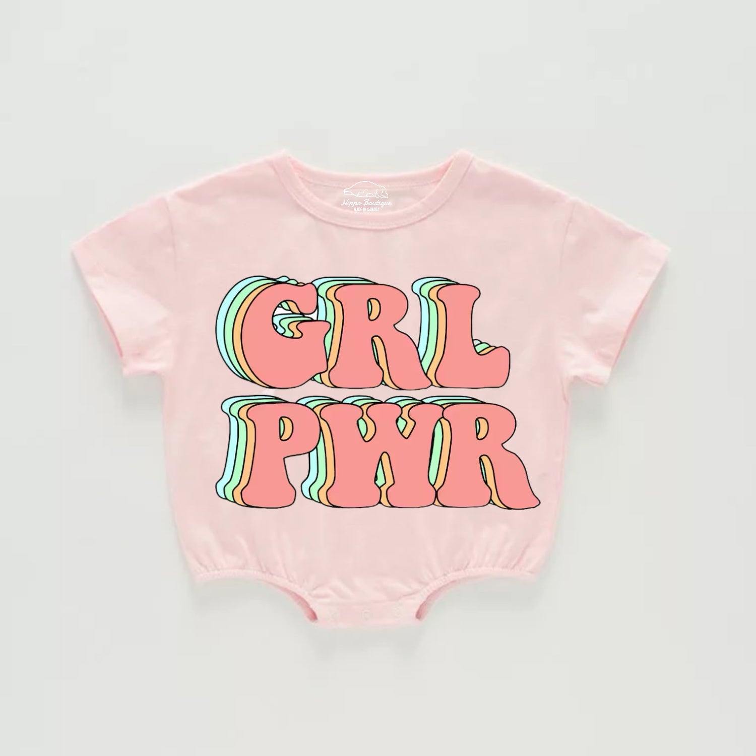 Retro Girl Power Baby Girl t-shirt Bubble Romper Hippo Boutique
