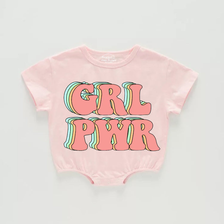 Retro Girl Power Baby Girl t-shirt Bubble Romper Hippo Boutique
