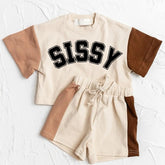 Sissy Baby and Kids cotton color block t-shirt & shorts outfit Hippo Boutique