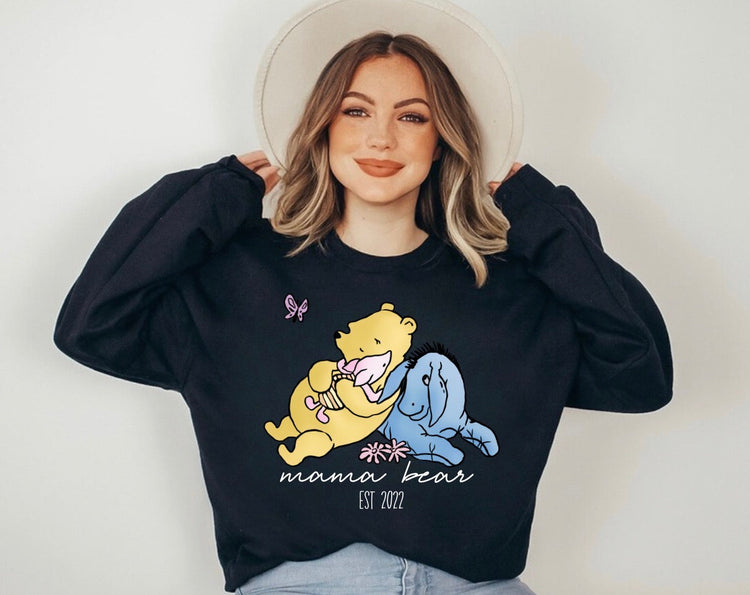 Custom Mama Bear Sweatshirt with children’s name on sleeve Hippo Boutique