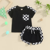 Checkered Baby T-Shirt & Shorts outfit Hippo Boutique