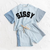 Sissy Baby and Kids cotton color block t-shirt & shorts outfit Hippo Boutique