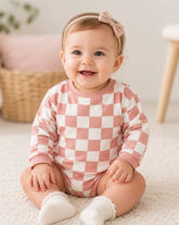Checkered Print Sweatshirt Romper Hippo Boutique