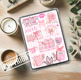 Pink romance Kindle insert with handwritten love notes and cute doodles, handmade and organic style. - Kindle Insert - Pink Romance