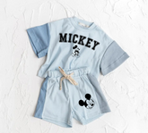 Mouse Baby and Kids cotton color block t-shirt & shorts outfit Hippo Boutique
