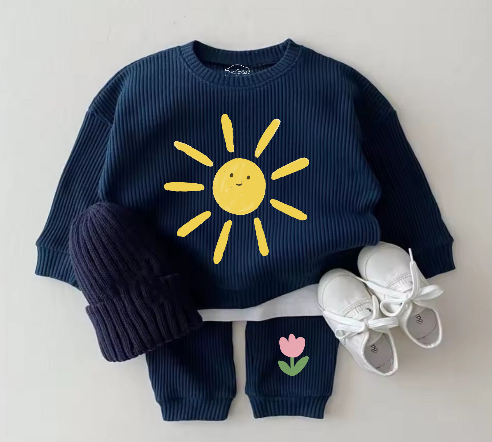 Baby Waffle Knit Jogger Outfit - Ice Cream Hippo Boutique