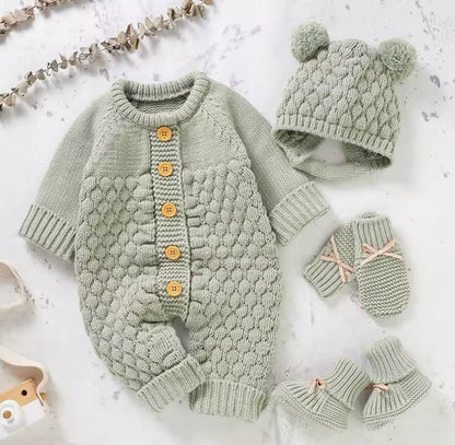 Baby Knit Bodysuit Set with Boots Hat & Mitts Hippo Boutique