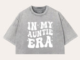 In My Auntie Era Stone Washed 100% Cotton Oversized Cropped T-Shirts Hippo Boutique
