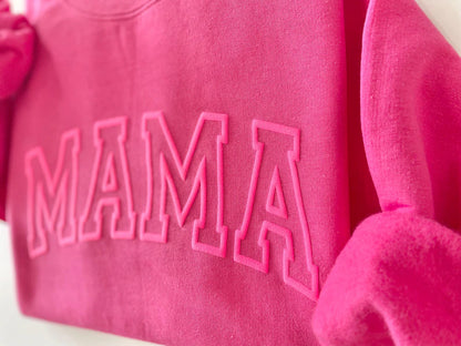 Custom Mama Puff Sweatshirt with children’s name on sleeve Hippo Boutique