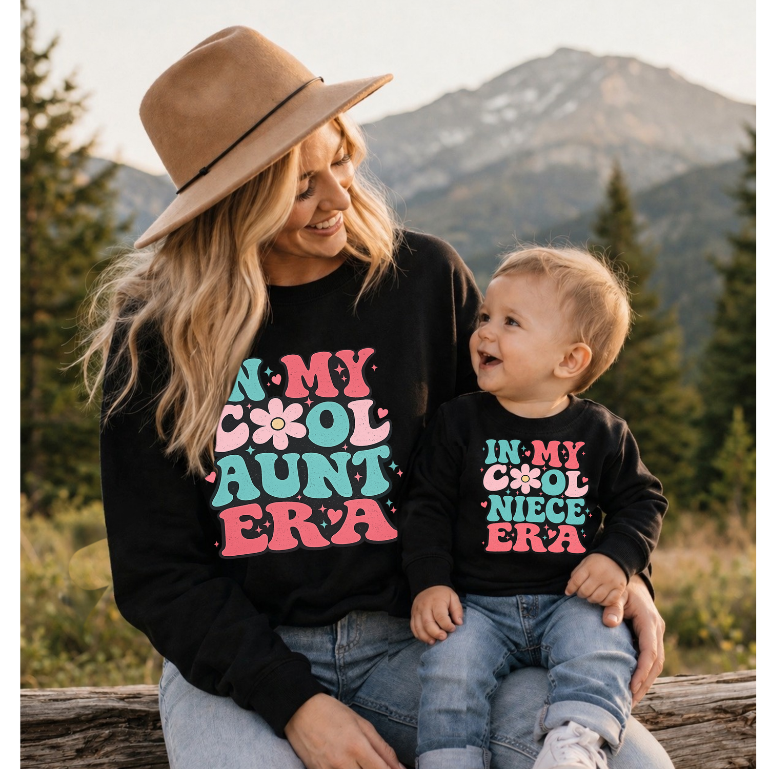 Aunt & Mini Matching Sweatshirts - In my cool Aunt Era Hippo Boutique