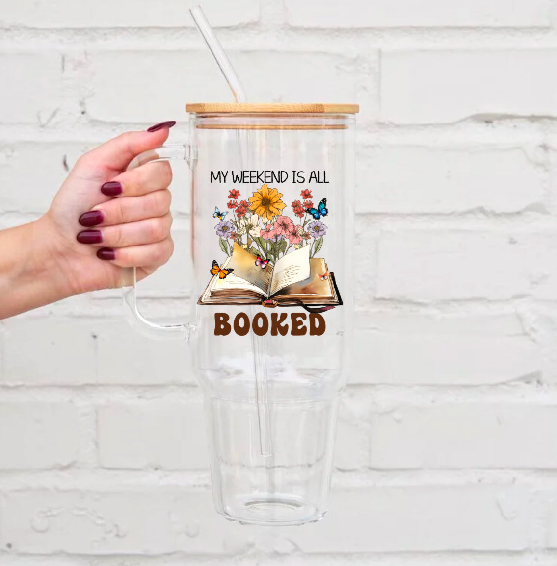 My Weekend is all Booked Glass Tumbler Cups Hippo Boutique