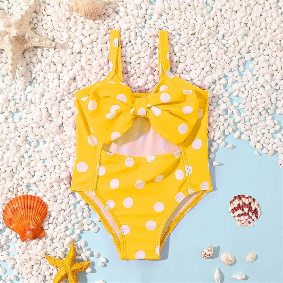 Baby Girl One Piece Polka Dot Bow Rash Guards Hippo Boutique