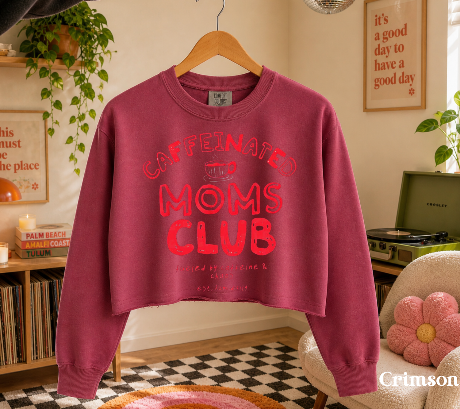 Cropped Sweatshirt - Caffeinated Moms Club Hippo Boutique