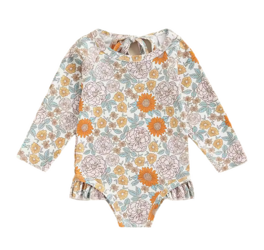 Boho Ruffled Baby Girl One Piece Swimsuit Hippo Boutique