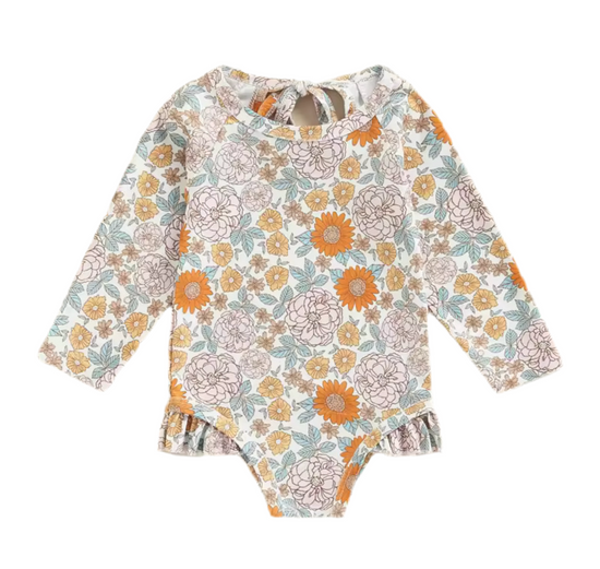 Boho Ruffled Baby Girl One Piece Swimsuit Hippo Boutique