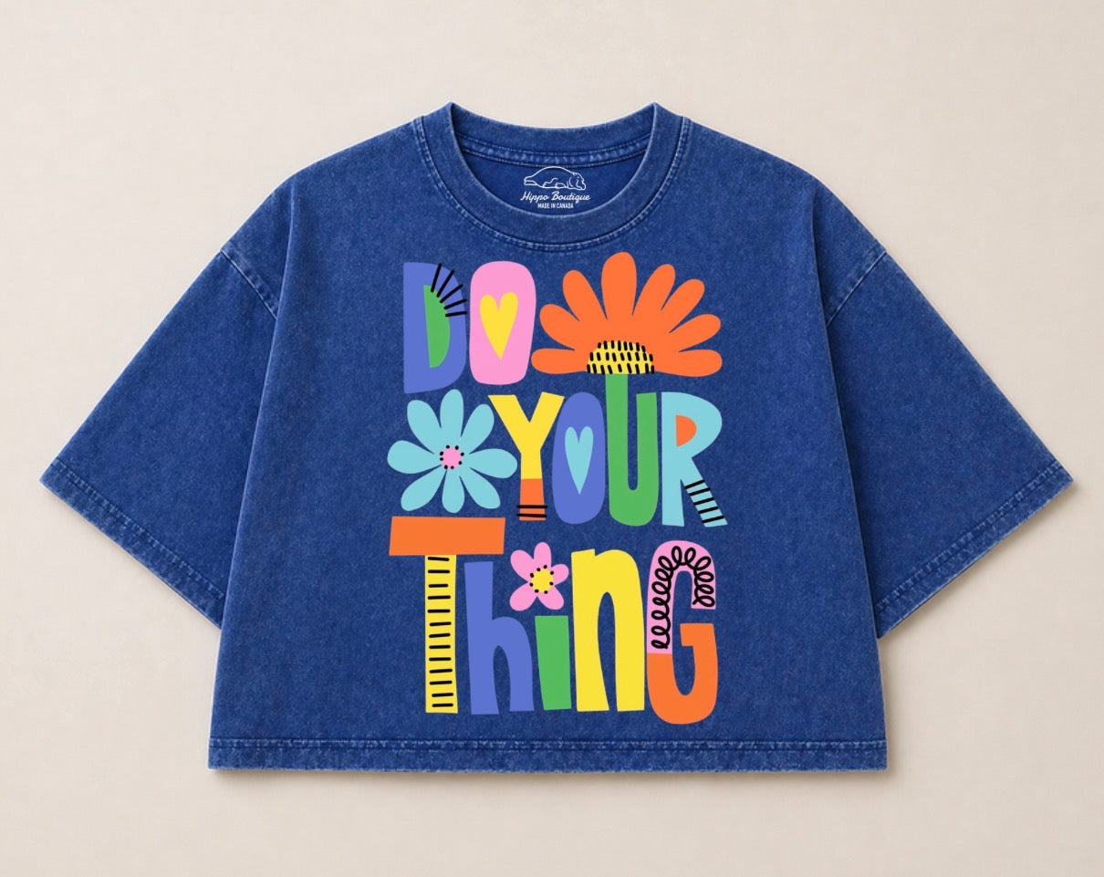 Oversized Washed Cropped T-Shirts - Do your thing Hippo Boutique