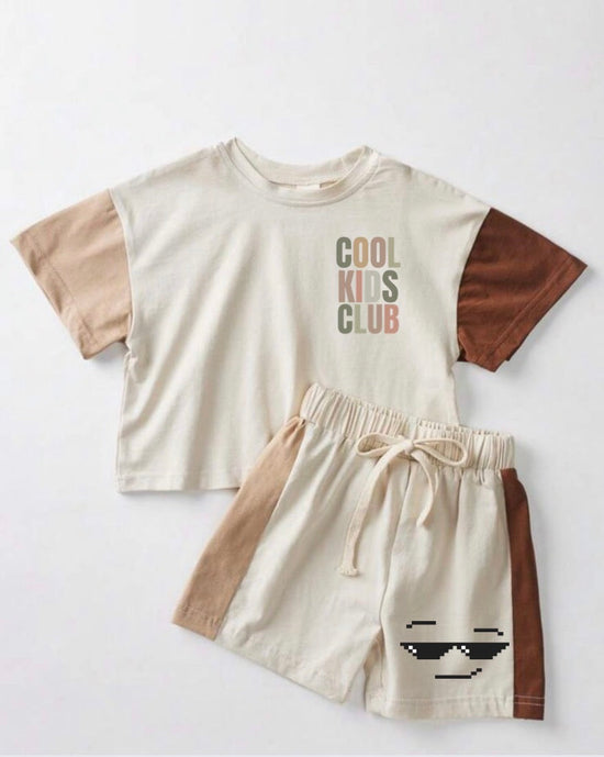Cool Kids Club Baby and Kids cotton color block t-shirt & shorts outfit Hippo Boutique