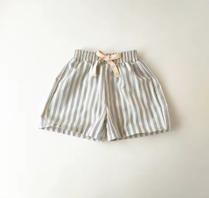 Toddler Striped Linen Cotton Shorts Hippo Boutique