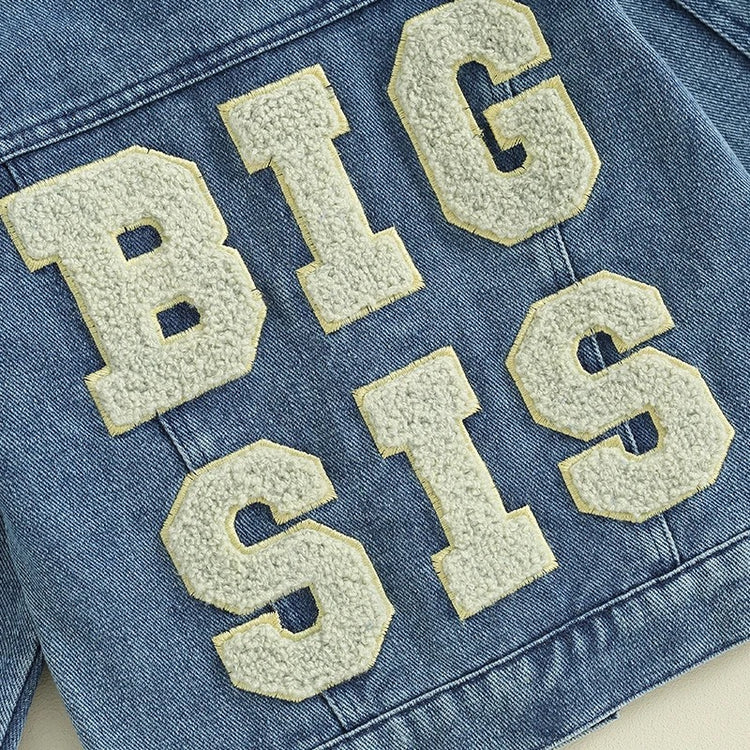 Big Sis Lil Sis Embroidered Baby & Toddler Jean Jacket Hippo Boutique