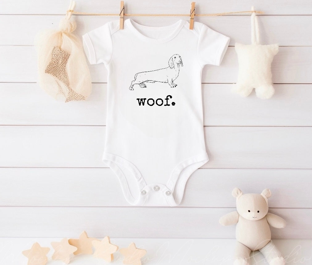 Woof Dog Baby Bodysuit Hippo Boutique