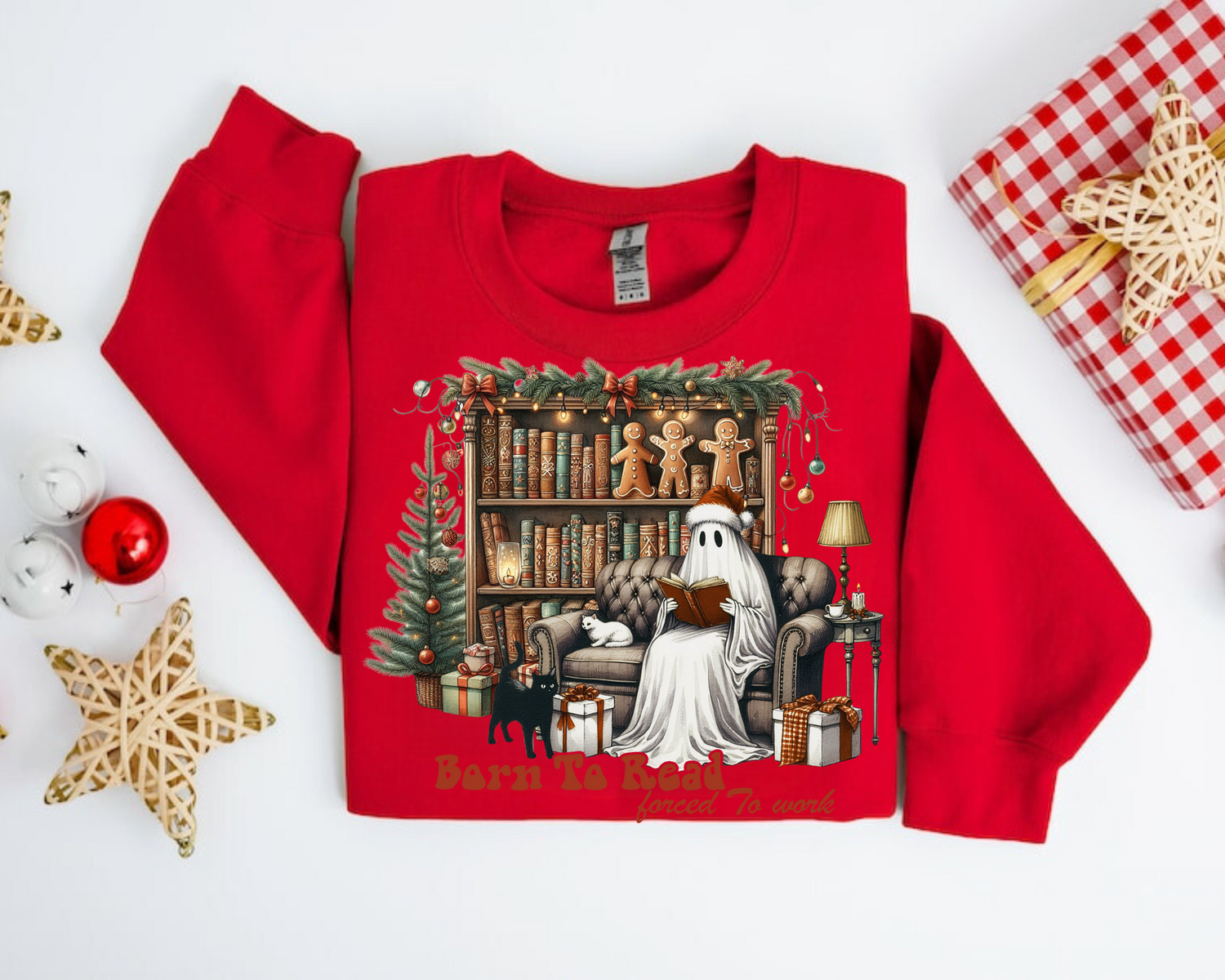 Reading Ghost Christmas Sweatshirts Hippo Boutique