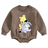 Soft warm fleece Baby pooh Oversized Sweatshirt Romper Hippo Boutique