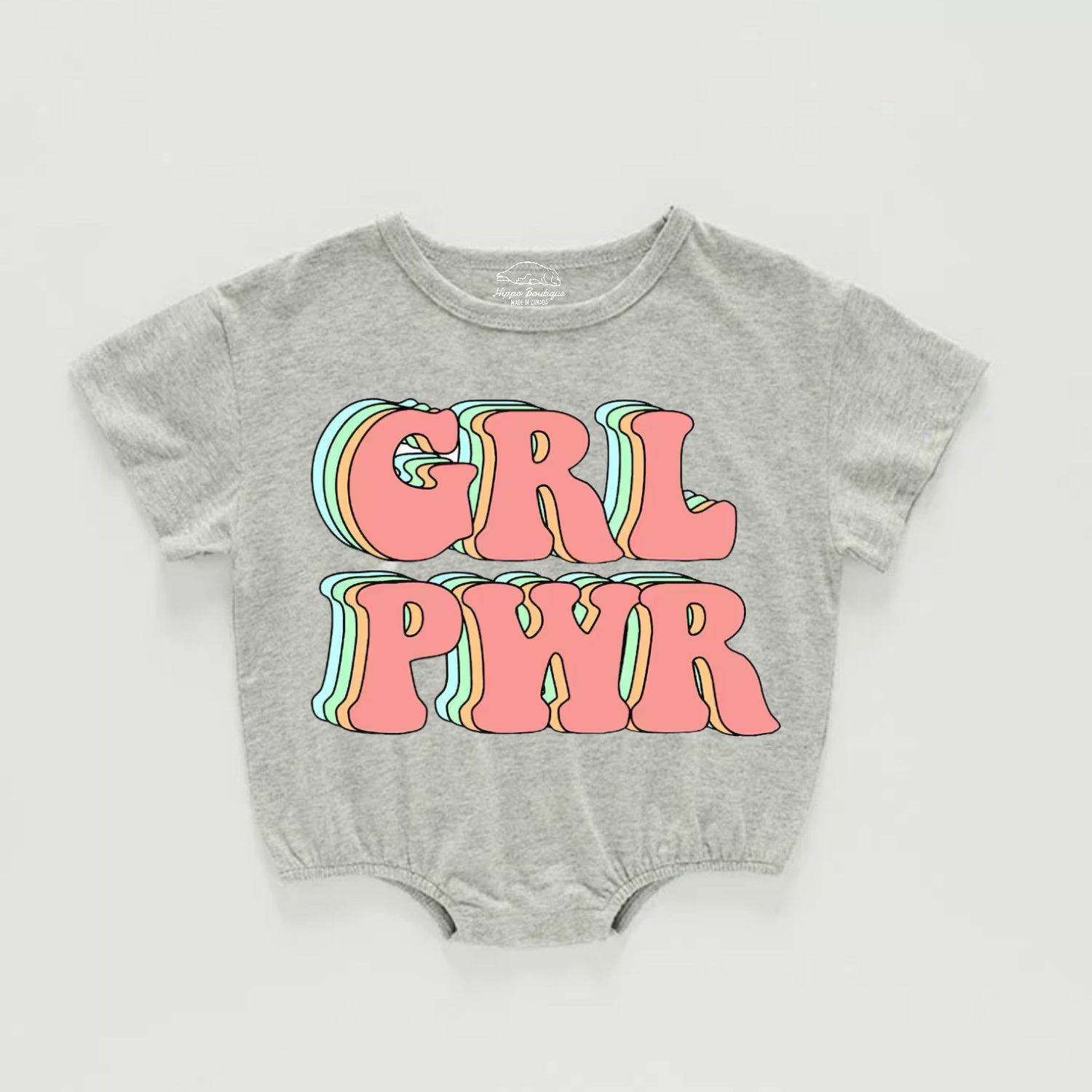 Retro Girl Power Baby Girl t-shirt Bubble Romper Hippo Boutique