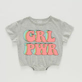 Retro Girl Power Baby Girl t-shirt Bubble Romper Hippo Boutique