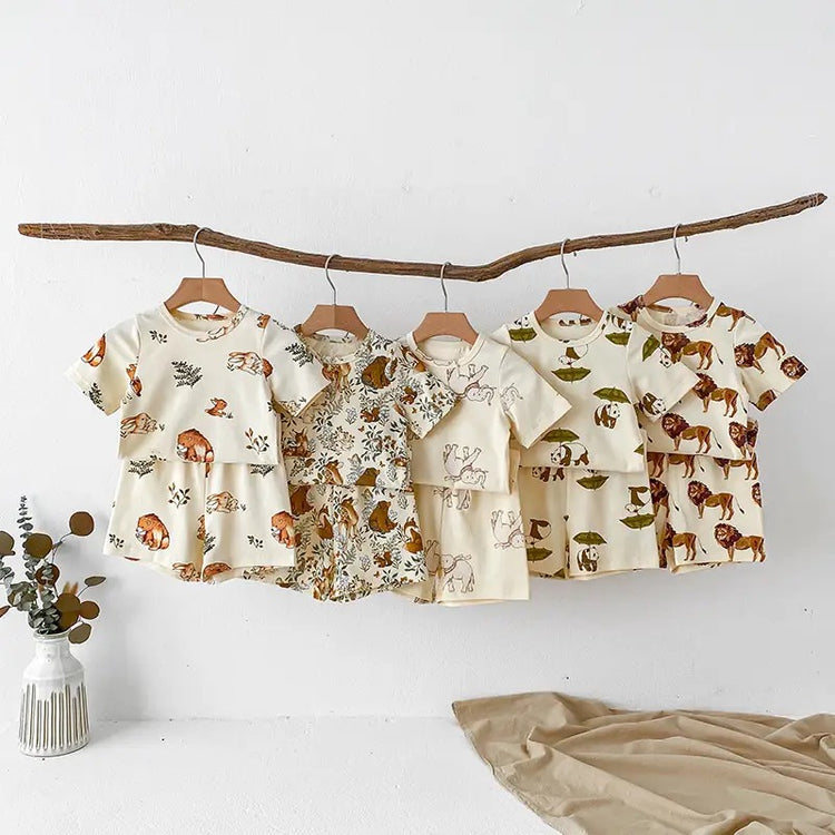 Toddler Forest Animals shorts and t-shirt outfit Hippo Boutique