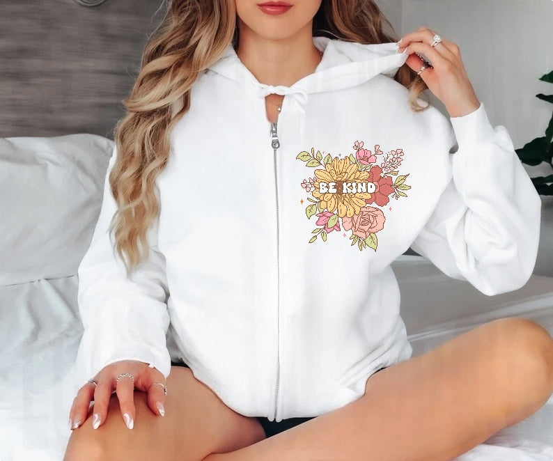 Be Kind Zip Up Hoodie Hippo Boutique
