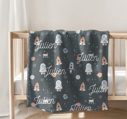 Space Baby Name Blanket Hippo Boutique