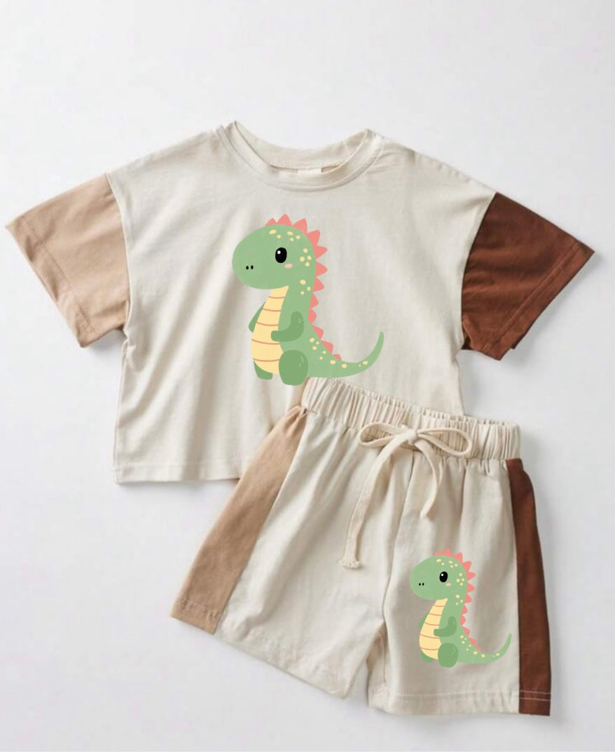 2023 New Summer Casual T-shirt Korean Boys' and Girls' Short Sleeve Shorts Newborn Fashion Contrast Color Two Piece Baby Set baby boy outfit set dinosaur