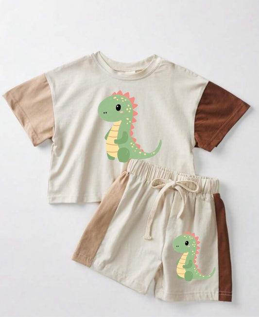 2023 New Summer Casual T-shirt Korean Boys' and Girls' Short Sleeve Shorts Newborn Fashion Contrast Color Two Piece Baby Set baby boy outfit set dinosaur