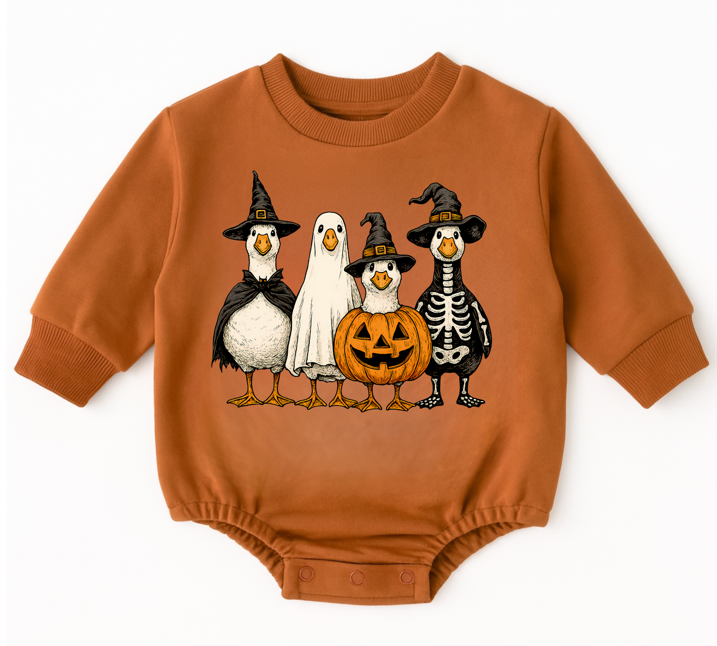 Ducks Halloween Baby Oversized Romper French Terry Hippo Boutique